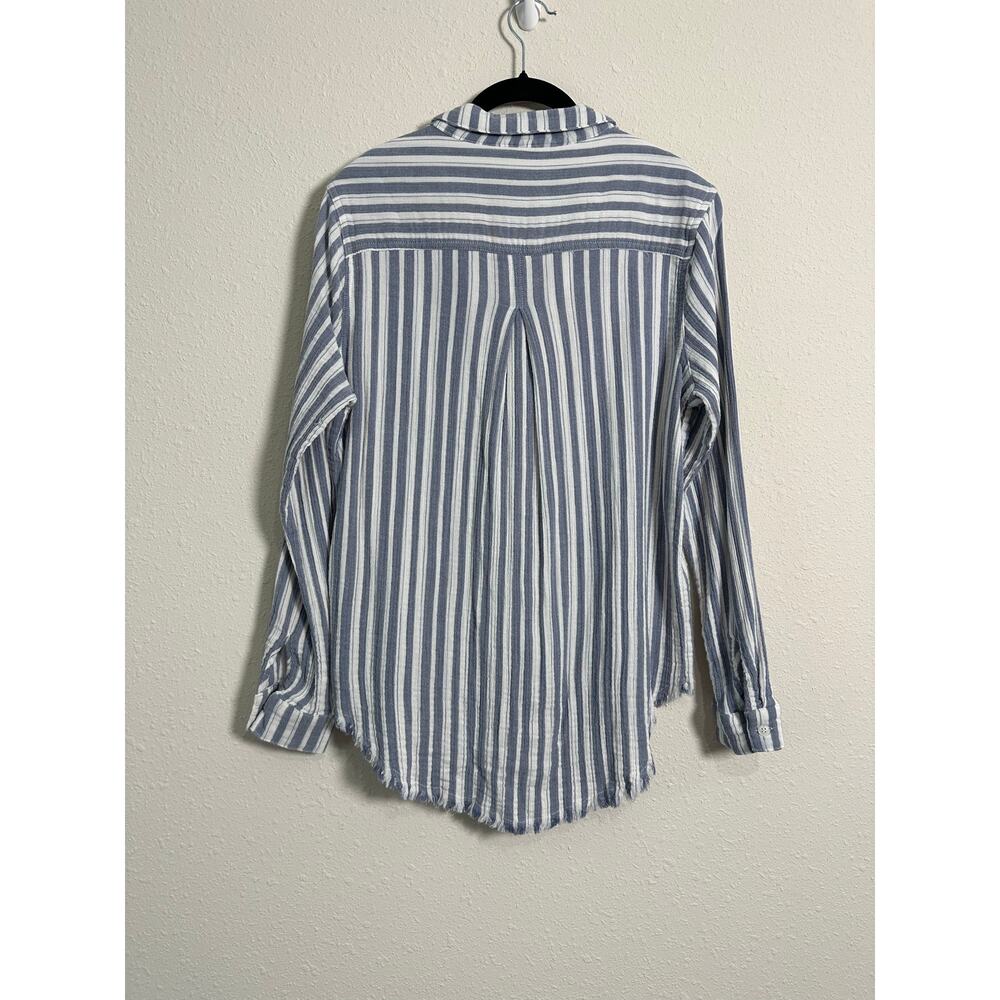 C&C California Women Blue Button-Down Shirt Large Gauzy Beach nautical - Picture 7 of 10